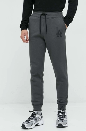 47brand pantaloni de trening Mlb Los Angeles Dodgers barbati, culoarea gri, cu imprimeu