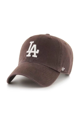 47brand sapca de baseball din bumbac Mlb Los Angeles Dodgers culoarea maro, cu imprimeu