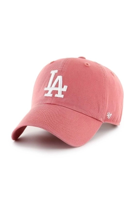 47brand sapca de baseball din bumbac MLB Los Angeles Dodgers culoarea roz, cu imprimeu