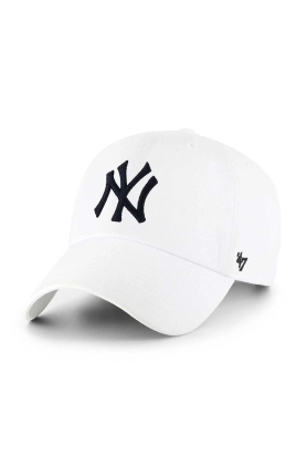 47brand sapca de baseball din bumbac Mlb New York Yankees culoarea alb, cu imprimeu