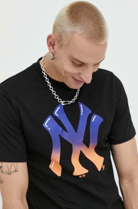 47brand tricou din bumbac Mlb New York Yankees culoarea negru, cu imprimeu