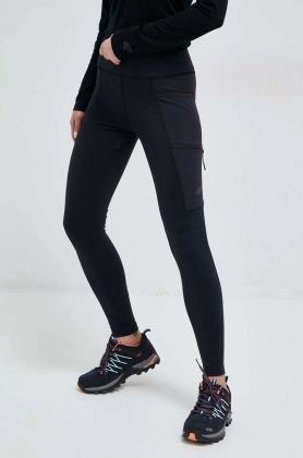 4F leggins sport femei, culoarea gri, neted