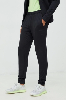4F pantaloni de antrenament barbati, culoarea negru, neted