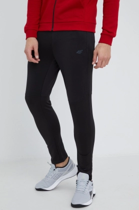 4F pantaloni de antrenament barbati, culoarea negru, neted