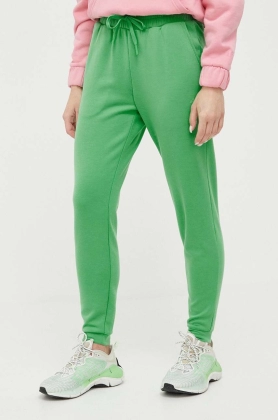 4F pantaloni de trening culoarea verde, neted