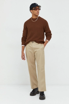 Abercrombie & Fitch pulover de bumbac barbati, culoarea maro, light