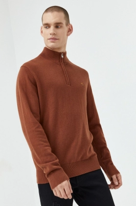Abercrombie & Fitch pulover din amestec de lana barbati, culoarea maro, light, cu turtleneck