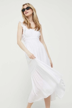 Abercrombie & Fitch rochie culoarea alb, midi, evazati
