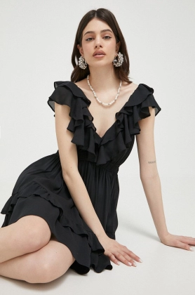 Abercrombie & Fitch rochie culoarea negru, maxi, evazati