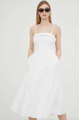 Abercrombie & Fitch rochie din in culoarea alb, midi, evazati