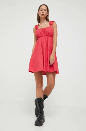 Abercrombie & Fitch rochie din in culoarea roz, mini, evazati