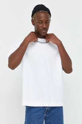 Abercrombie & Fitch tricou din bumbac culoarea alb, neted