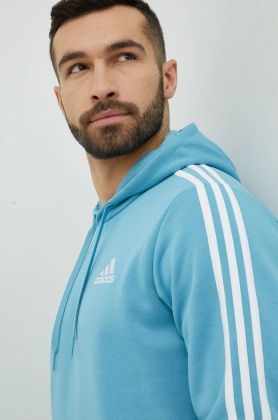 Adidas bluza barbati, culoarea turcoaz, cu gluga, cu imprimeu