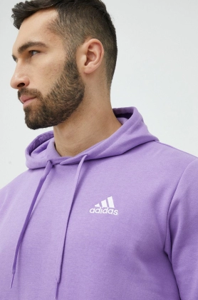 Adidas bluza barbati, culoarea violet, cu gluga, cu imprimeu