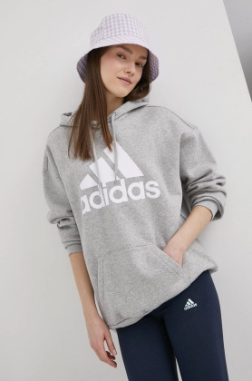 Adidas Bluza HD1748 femei, culoarea gri, cu imprimeu