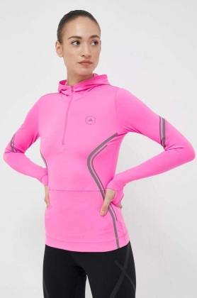 adidas by Stella McCartney hanorac de jogging culoarea roz, cu gluga, cu imprimeu