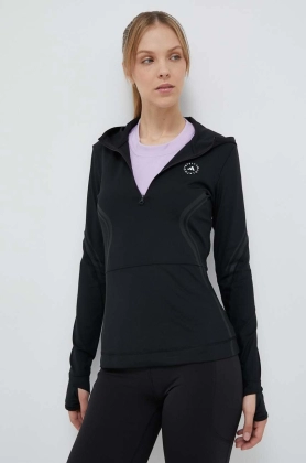 adidas by Stella McCartney hanorac de jogging TruePace culoarea negru, cu gluga, cu imprimeu