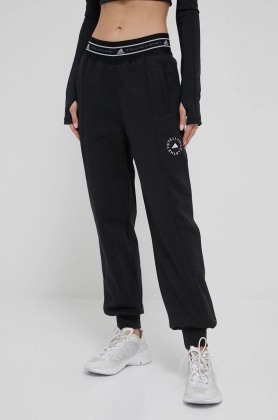adidas by Stella McCartney pantaloni de trening HC1431 femei, culoarea negru, neted