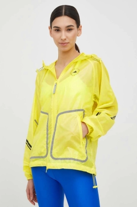 adidas by Stella McCartney windbreaker Truepace culoarea galben, de tranzitie, oversize