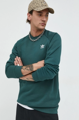 adidas Originals bluza barbati, culoarea verde, cu imprimeu