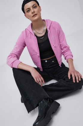 Adidas Originals Bluza HF6767 femei, culoarea roz, material neted