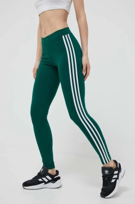 adidas Originals colanti Adicolor Classics 3-Stripes Leggings femei, culoarea verde, cu imprimeu