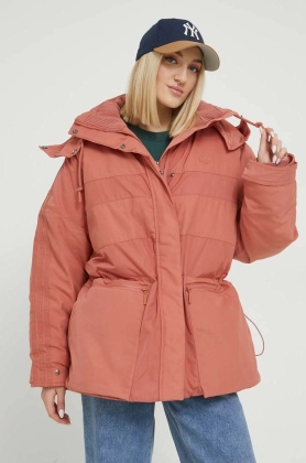 Adidas Originals geaca femei, culoarea portocaliu, de iarna, oversize
