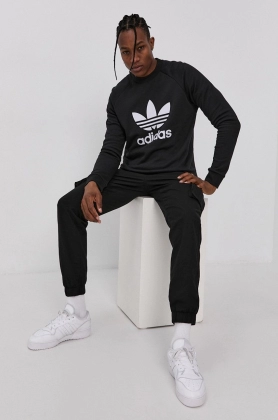 Adidas Originals Hanorac de bumbac H06651 barbati, culoarea negru, cu imprimeu