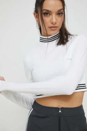 Adidas Originals longsleeve femei, culoarea alb, cu turtleneck