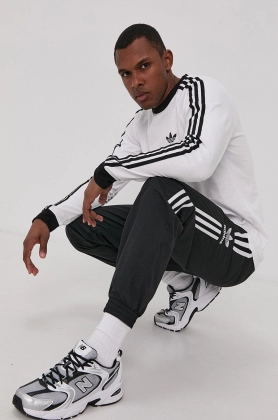 Adidas Originals Longsleeve GN3477 barbati, culoarea alb, material neted