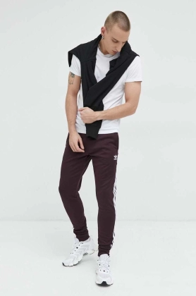 Adidas Originals pantaloni de trening barbati, culoarea bordo, neted