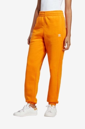adidas Originals pantaloni de trening din bumbac culoarea portocaliu, neted