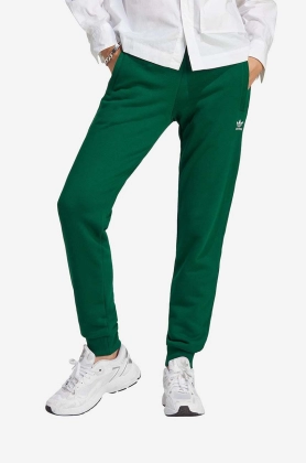 adidas Originals pantaloni de trening din bumbac culoarea verde, neted