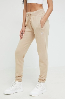 adidas Originals pantaloni de trening femei, culoarea bej, neted