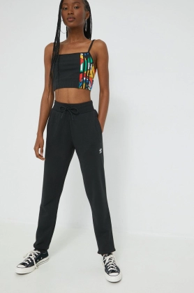 adidas Originals pantaloni de trening femei, culoarea negru, neted