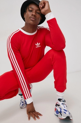 Adidas Originals Pantaloni HG3904 barbati, culoarea rosu, material neted