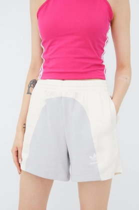 adidas Originals pantaloni scurti Adicolor HC7038 femei, culoarea gri, modelator, high waist