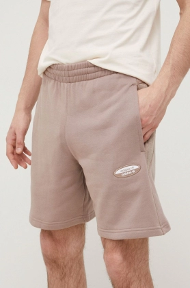 adidas Originals pantaloni scurti din bumbac HC9460 barbati, culoarea bej