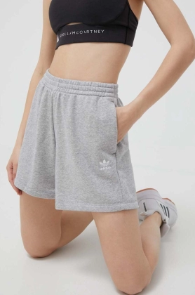 adidas Originals pantaloni scurti femei, culoarea gri, melanj, high waist