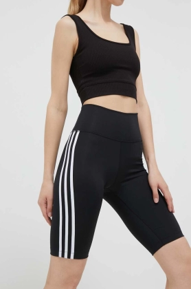 adidas Originals pantaloni scurti femei, culoarea negru, cu imprimeu, high waist