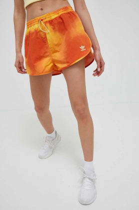 adidas Originals pantaloni scurti femei, culoarea portocaliu, modelator, high waist