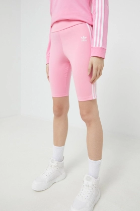 adidas Originals pantaloni scurti femei, culoarea roz, cu imprimeu, high waist