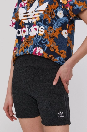 Adidas Originals Pantaloni scurti H18836 femei, culoarea negru, material neted, high waist