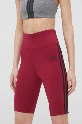 adidas Originals pantaloni scurti Trefoil Moments HE0406 femei, culoarea violet, cu imprimeu, high waist