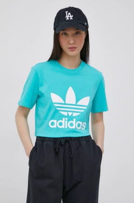 adidas Originals tricou Adicolor HE6869 femei, culoarea turcoaz
