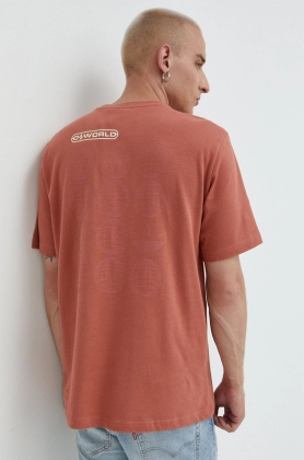 adidas Originals tricou din bumbac culoarea maro, cu imprimeu