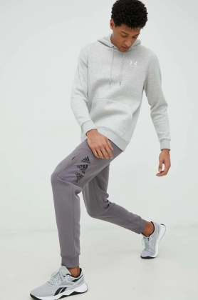 Adidas pantaloni de trening barbati, culoarea gri, neted