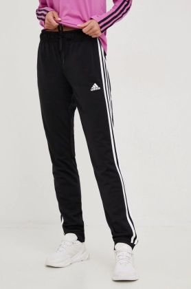 adidas pantaloni de trening femei, culoarea negru, cu imprimeu