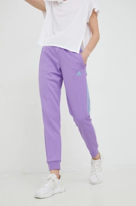 Adidas pantaloni de trening femei, culoarea violet, neted