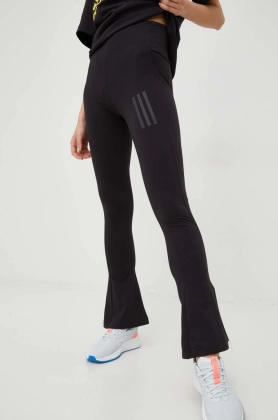 adidas pantaloni femei, culoarea negru, neted